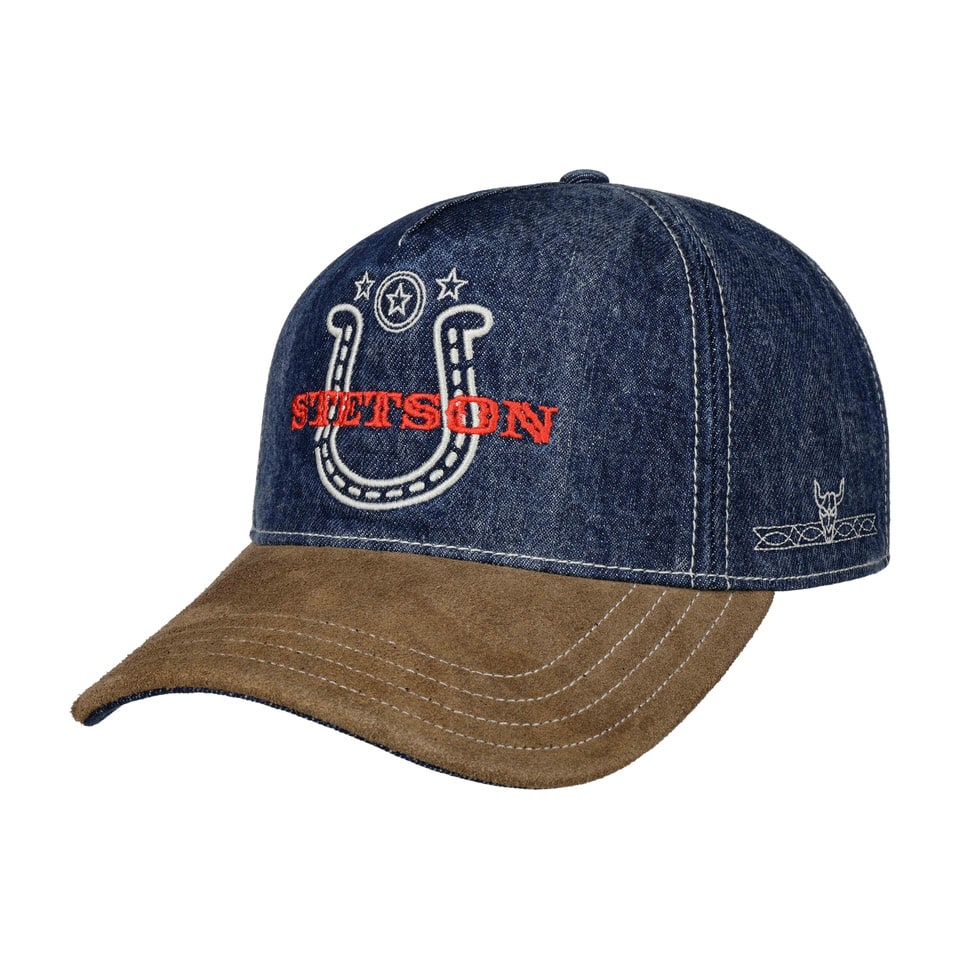 Trucker Cap Denim Western Stetson s koženým kšiltem
